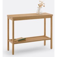 Gabin Two-Tier Console Table in Solid Pine and Wicker, Length 102cm