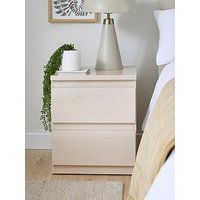 Very Home Layton Gloss 2 Drawer Bedside Chest - Oatmeal