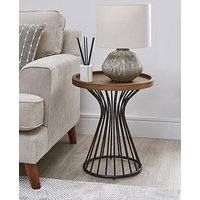 Very Home Odem Round Side Table - Black/Walnut