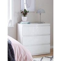 Very Home Layton Gloss 3 Drawer Chest - White - Fsc&Reg; Certified