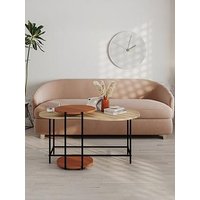 Decortie Cuddle Set Of 2 Coffee Tables - Oak/Cinnamon