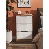Swift Nevada 3 Drawer Bedside Table - White/Oak