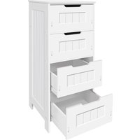 4 Drawers Bathroom Storage Cabinet, PVC Material, Free Standing, Waterproo and Oil Resistant, Easy to Install, 30x30x81 cm White