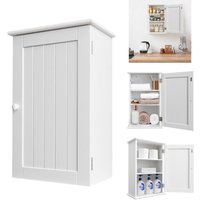 Wall Storage Cabinet, Wooden Storage Cupboard Unit, Kitchen Wall Mounted Cabinet Shelf Furniture, Single Door White for Bathroom