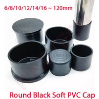 1/2/4/8/10/20Pcs Round Black Soft PVC Plastic Plug Dia 6mm-120mm Chair Furniture Leg Non-Slip Cover Pipe End Cap Floor Protector