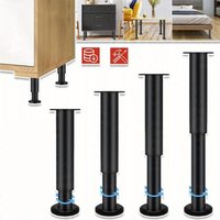 (4PCS)Heavy-Duty Adjustable Height Metal Legs - Sturdy Construction, Matte Black Finish, for Bed Frames, Sofas, Cabinets, Tables