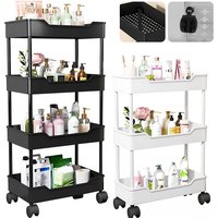 3/4 Tier Mobile Kitchen Organizer Cart With Wheels Rolling Cart Storage Shelf Trolley Bathroom Storage Rack Bar Cart