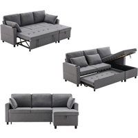 Sofa Bed,L-Shaped Corner Sofa,3 Seater Pull out Sofa with Storage,Convertible Settee Sectional Sofa for Living Room,Office,Grey