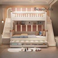 135x190cm wood mattress bunk bed With slide ladder king size frame 3 drawers storage kids loft bed queen bed 2 people furniture