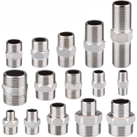 1-10pcs Nipple Connector 1/8"1/4"3/8" 1/2" 3/4"1" Stainless Steel Double Male Thread Equal/Reducing Connector Length 30-100mm