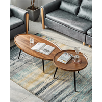 Walnut Nesting Tables For Small Spaces Mid Century Modern Centre Table Easy Assembly Circle Small Round Coffee Table