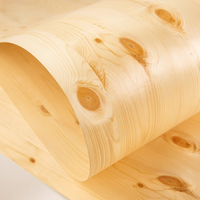 0.5mm Natural Knotty Pine Wood Veneer Spliced Wide-Width for Tabletop Furniture Doors Interior Design Veneer Panels L:250*55cm